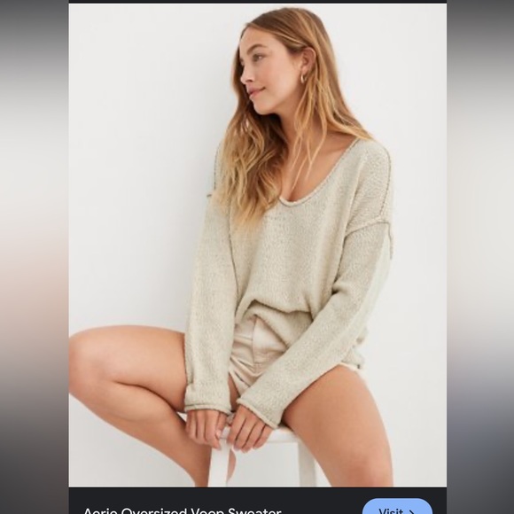 NWT Aerie Oversized Voop Sweater oversized Large - Picture 3 of 14